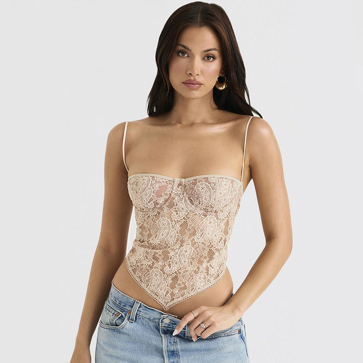 Dame spids-bodysuit med raffineret snit og strapless design Stilla