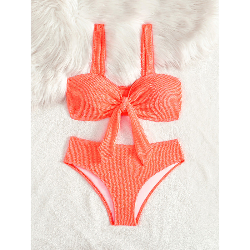 Damer Høj Taljeret Knoten-Front Bikini Sæt Stilla