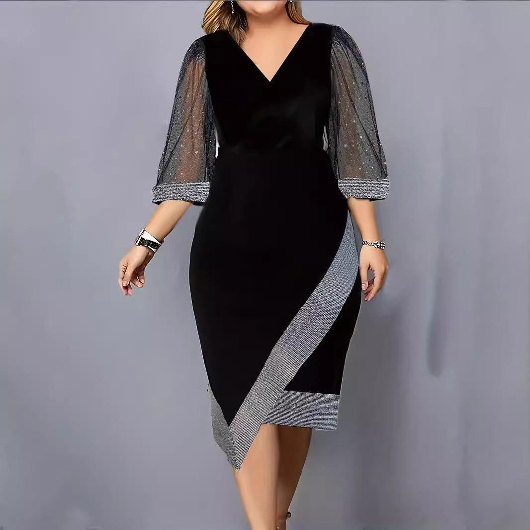 Kvinder elegant aftenkjole med transparente ærmer Stilla