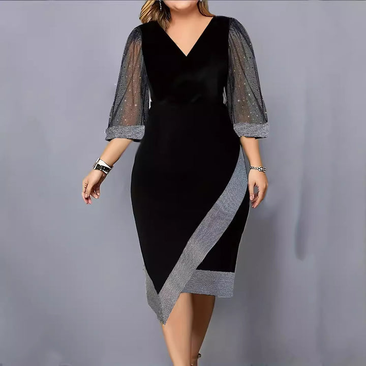 Kvinder elegant aftenkjole med transparente ærmer Stilla
