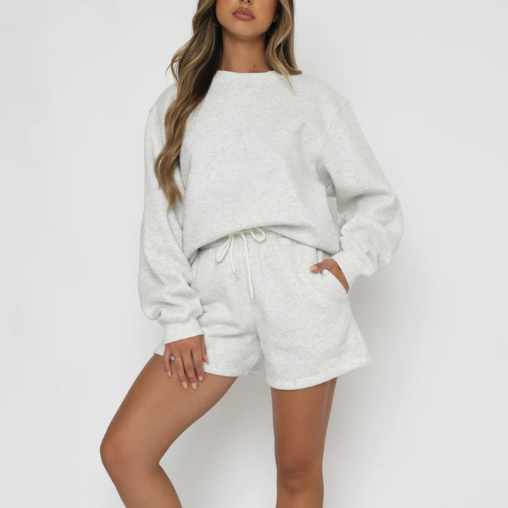 Dame behageligt sweatshirtsæt med shorts Stilla