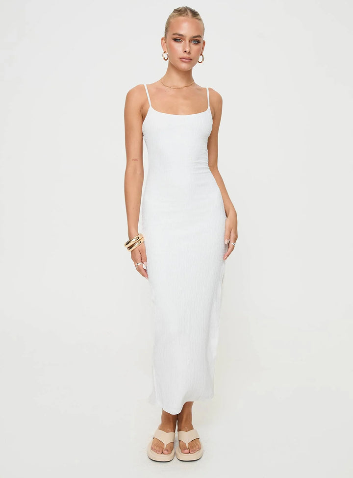 Dame Rib-Spaghetti-Rem Maxi Kjole Stilla