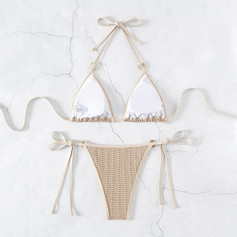 Dame Triangel-Bikini med elegant fletmønster og justerbare stropper Stilla