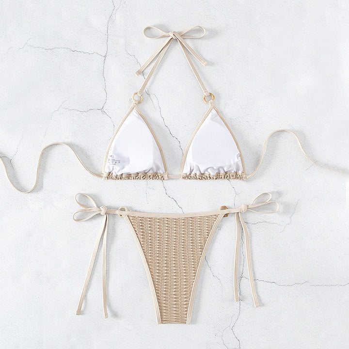 Dame Triangel-Bikini med elegant fletmønster og justerbare stropper Stilla
