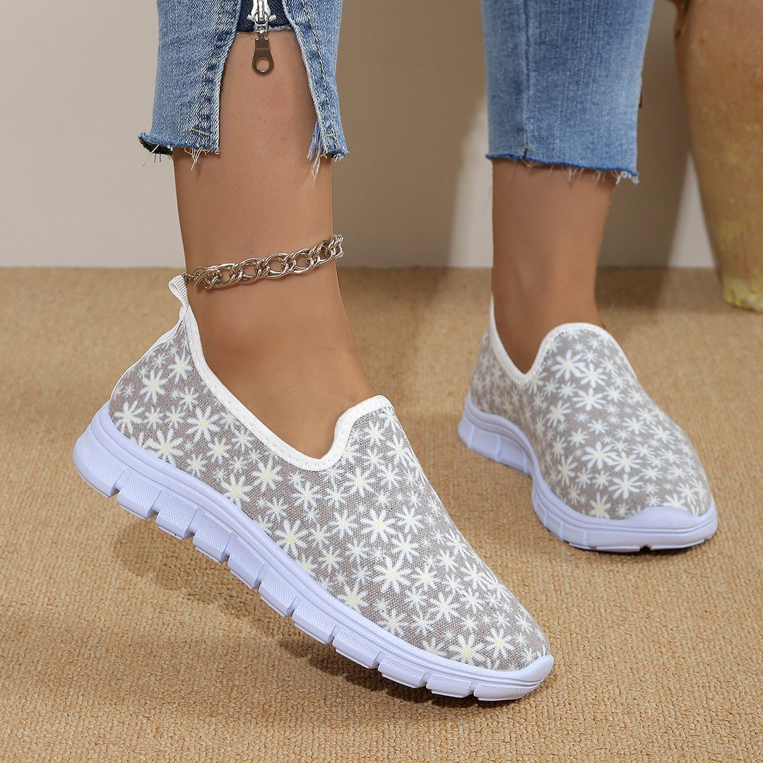 Dame Slip-On Sneakers med blomstermotiv og skridsikker sål Stilla