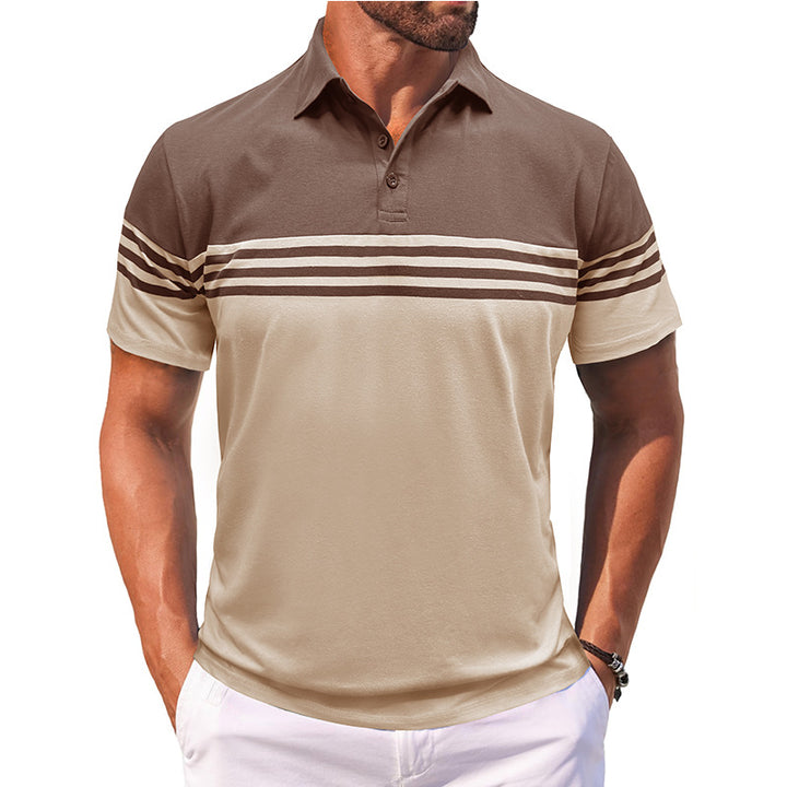 Herre polo-shirt med moderne stribemotiv og åndbart stof Stilla