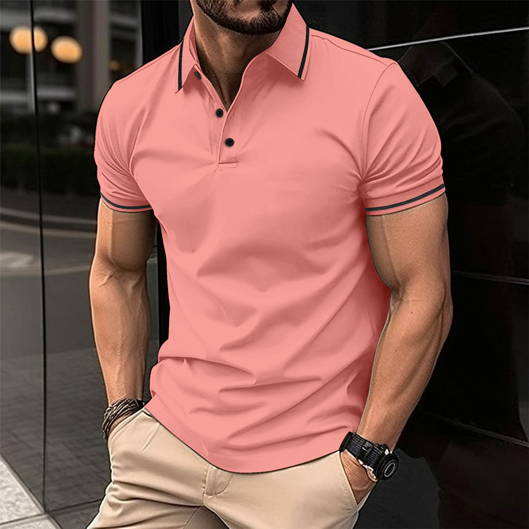 Herrer Poloshirt med moderne reverskrave og sporty kontrastdetaljer Stilla