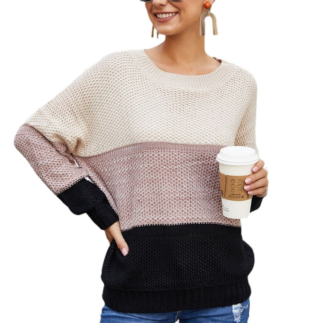 Kvinders chunky strik sweater med fashionabelt block design og casual fit Stilla