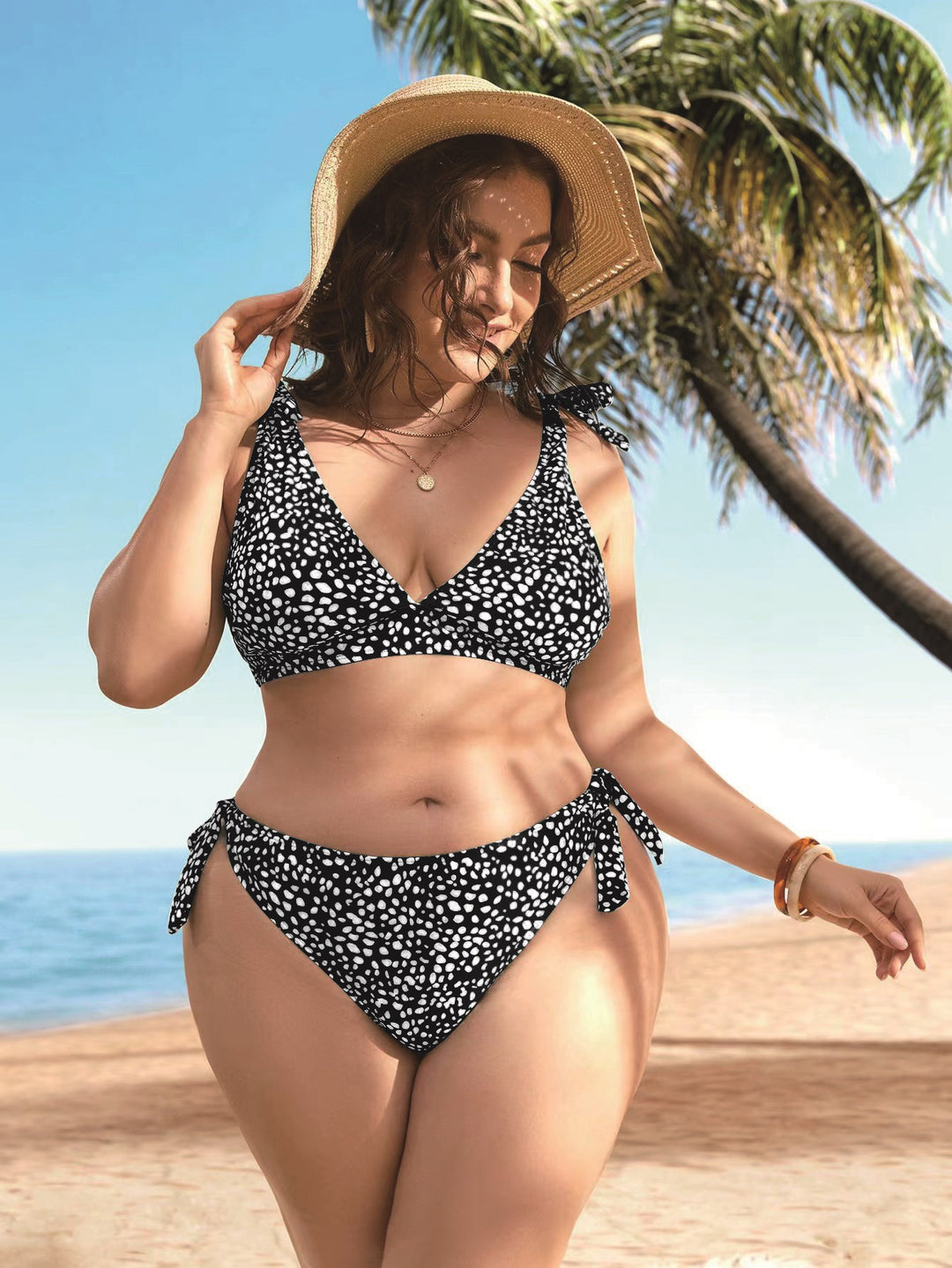 Dame Triangel-Bikini-sæt med legende knudedesign Skovae