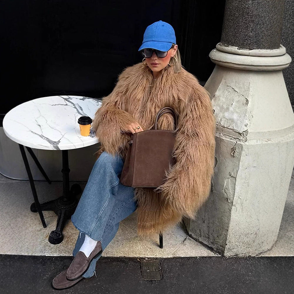 Dame Oversized Künst pelsjakke Stilla