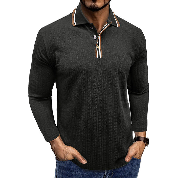 Stilla | Polo Shirt Tailored Fit Lange Ærmer Stribet Krave Strik Struktur