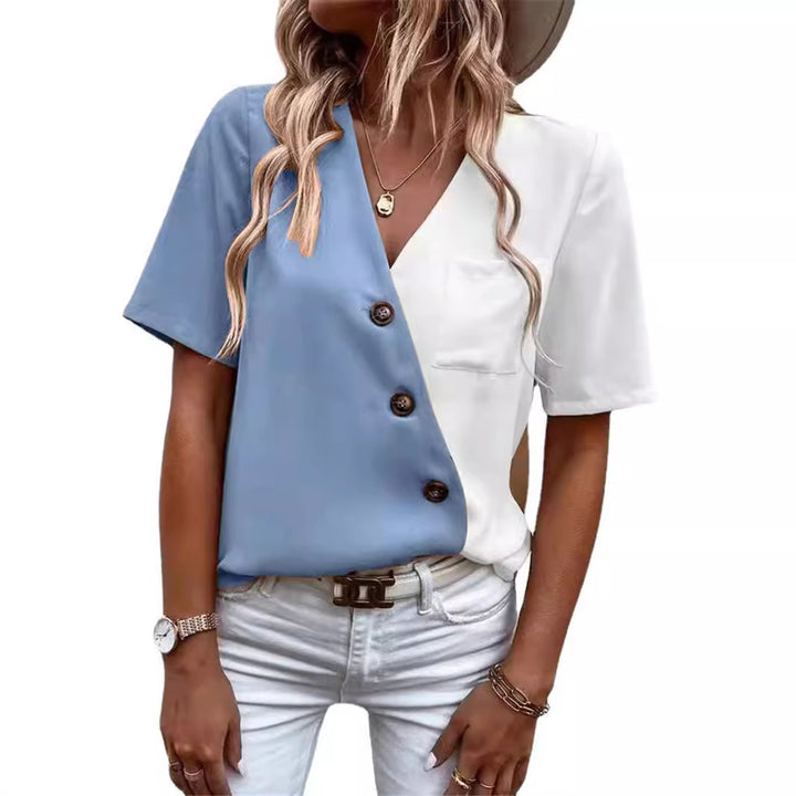 Dame Trendy Bluse med asymmetrisk snit og knapdetalje Stilla