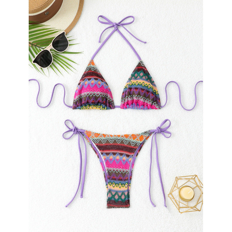 Dame Triangel-Bikini i Boho-stil med legende bindebånd Stilla