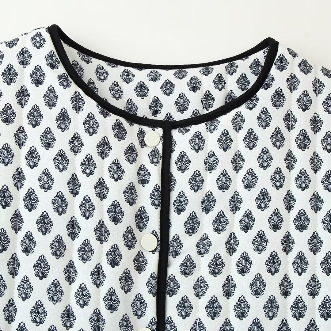 Dame mode kort frakke med blomsterdesign Stilla