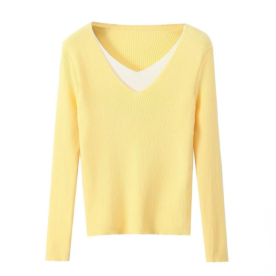 Damer let V-hals strik top Stilla