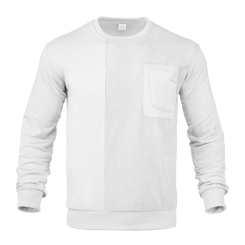 Herren nan struktureret sweatshirt med brystlomme og ribbet frontpanel Skovae