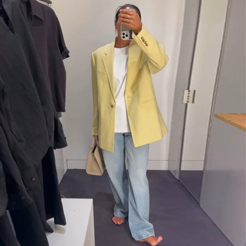 Dame afslappet linned blazer med struktureret snit og elegante detaljer Stilla