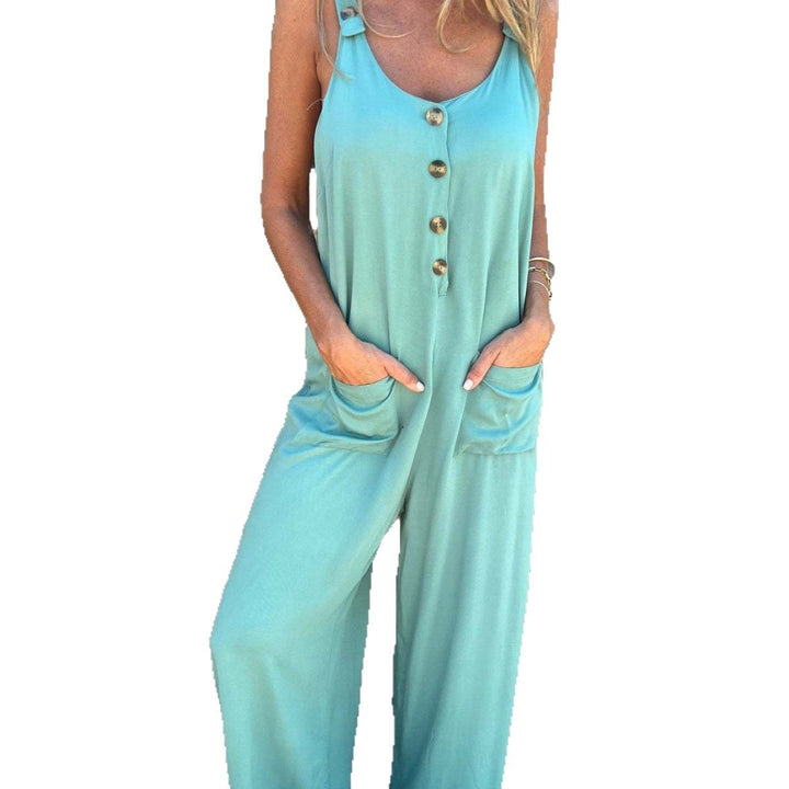 Dame Elegant Jumpsuit med knap- og lomme-design Stilla