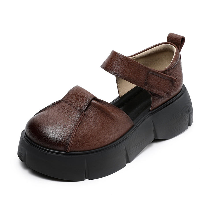 Dame Chunky Lukkede Tær Plattform Slip-On Sko med Justerbar Rem Stilla
