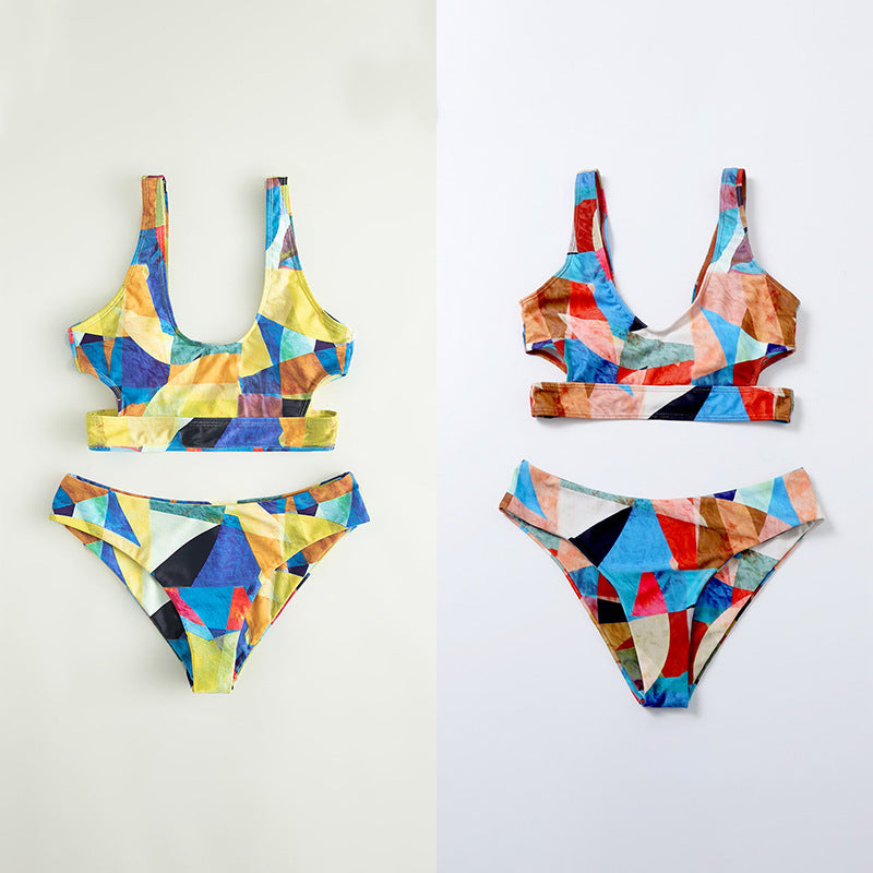 Dame Sport-Bikini med geometrisk design og brede stropper Skovae