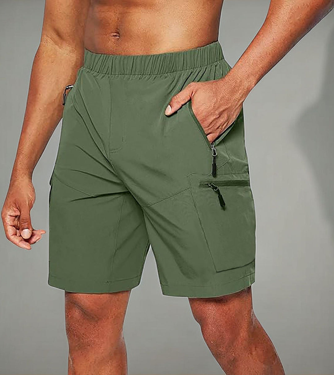 Herrer komfortable fritids-short med elastisk talje og praktiske lynlåslommer Stilla