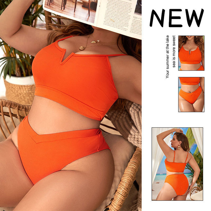 Dame bikini-sæt med højtaljet bunde og sporty top Skovae