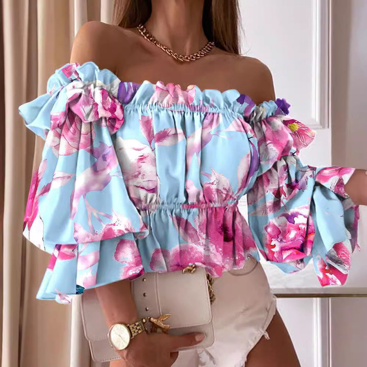 Kvinder Off-Shoulder Blomster Peplum Top Stilla