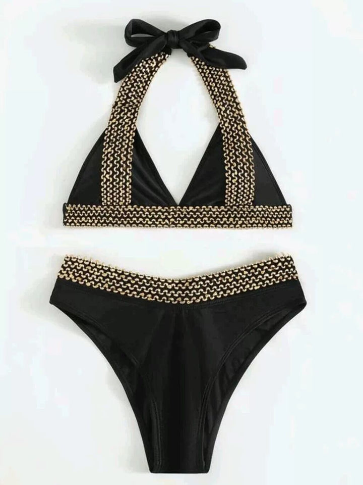 Dame Halterneck-Bikini-sæt med metalliske accenter Stilla