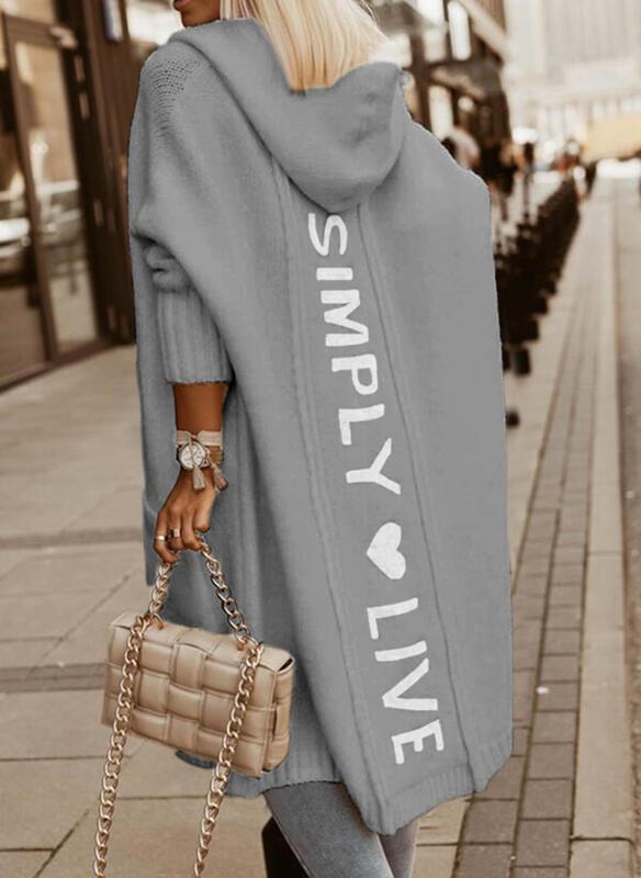 Kvinders Oversized Hoodie-Cardigan med Sideskrift Stilla