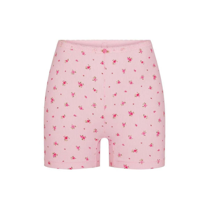 Dame Floral Print Bomulds Lounge Shorts Stilla