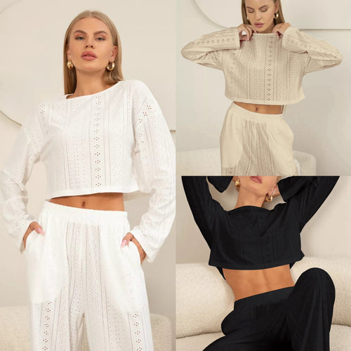 Damer Høj kvalitets Crop-Top med hulmønster Stilla