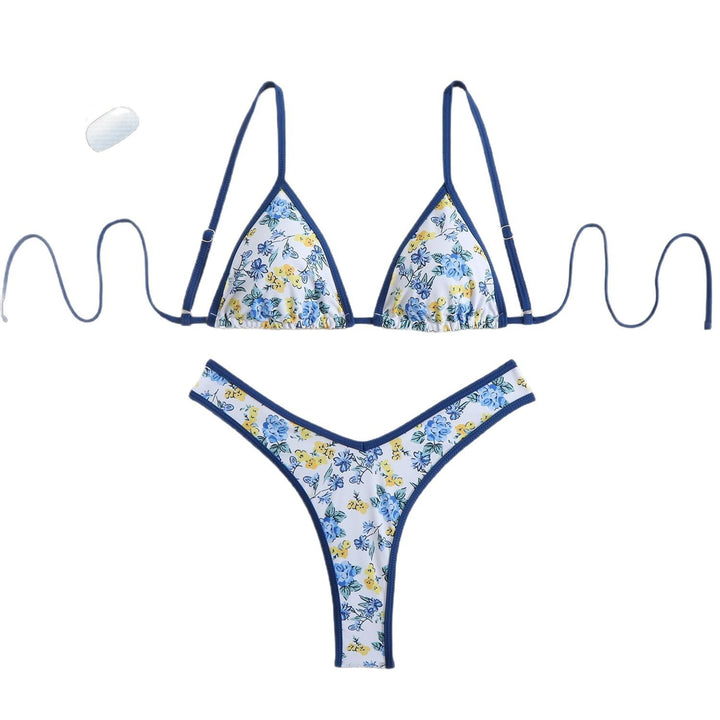 Dame triangel-bikini med floralt design og justerbare stropper Skovae