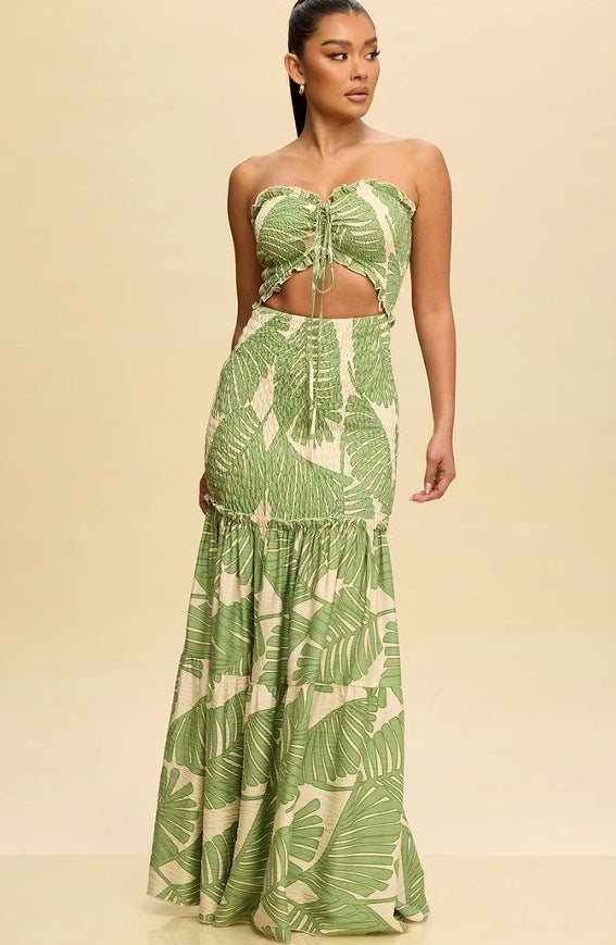 Femme Cut-Out Strapless Maxikjole Stilla