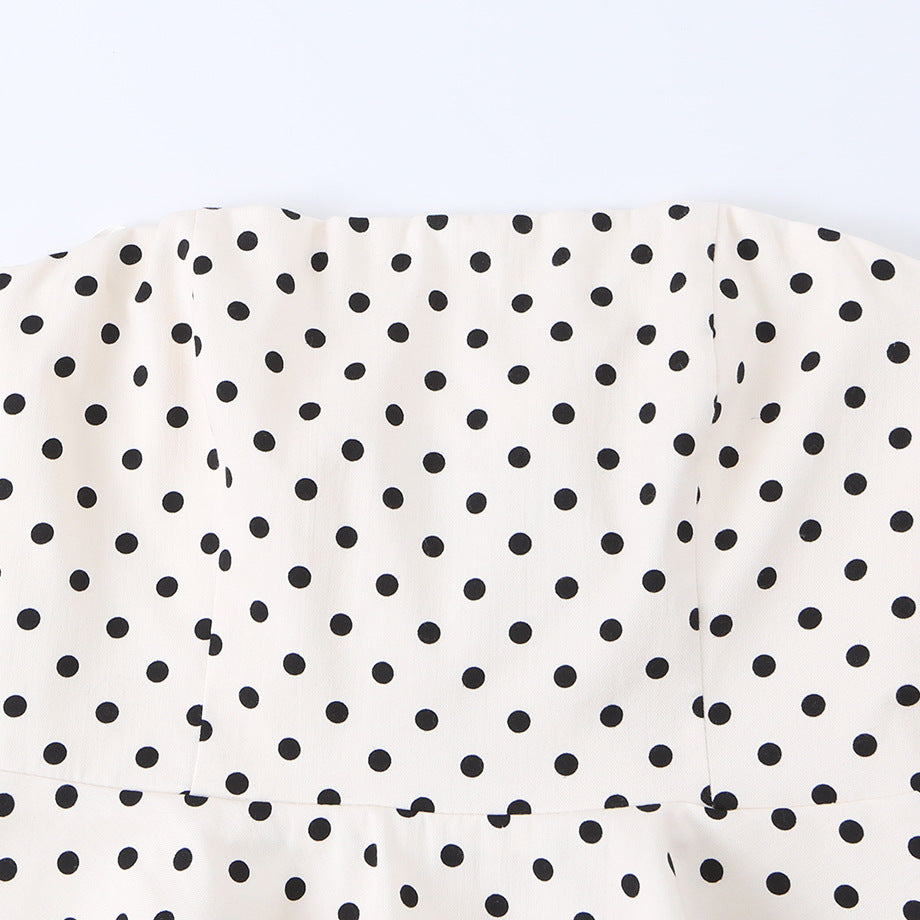 Dame Peplum-top med struktureret polka-dot mønster Skovae
