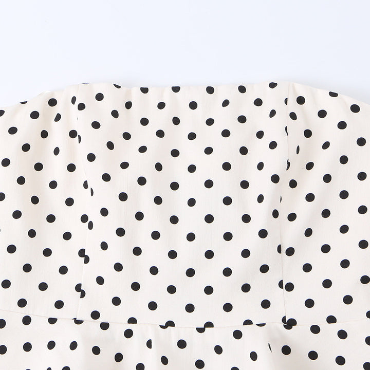Dame Peplum-top med struktureret polka-dot mønster Skovae