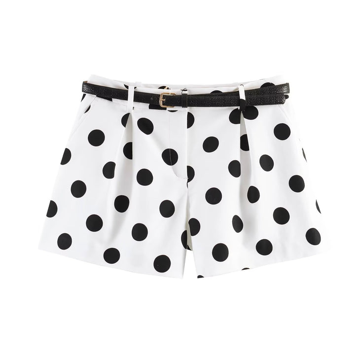 Damer høj talje shorts med elegant folder og smal bælte Skovae