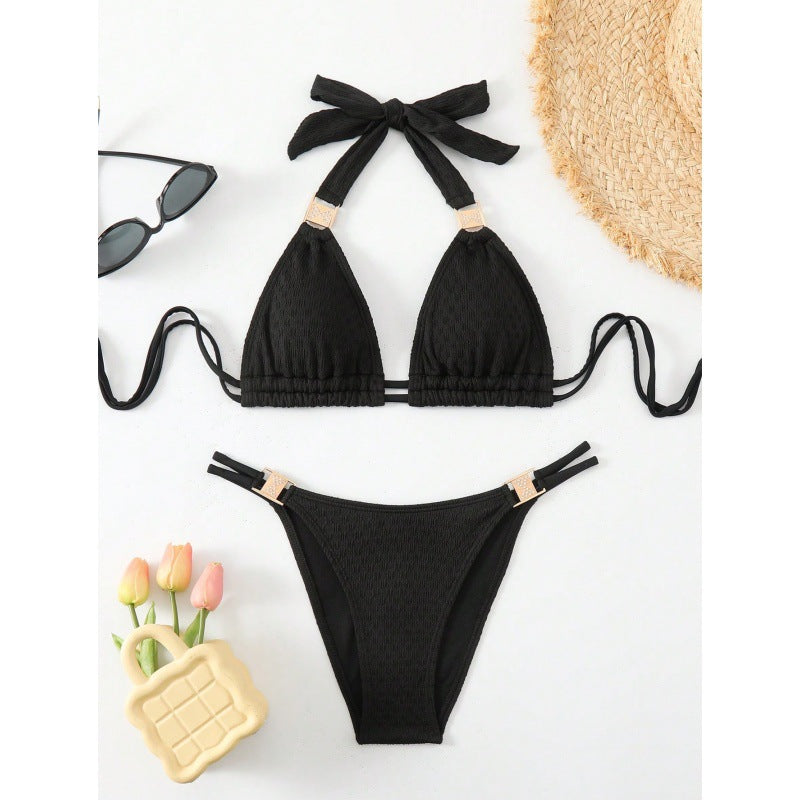 Dame Triangel-Bikini-Sæt med modige bånd og elastisk bånd Stilla