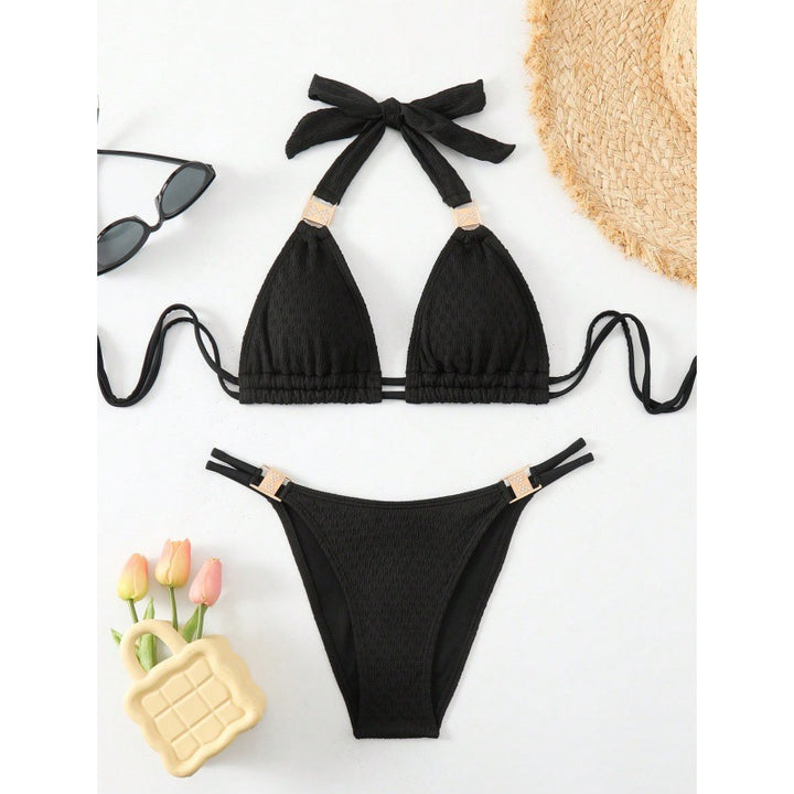 Dame Triangel-Bikini-Sæt med modige bånd og elastisk bånd Stilla
