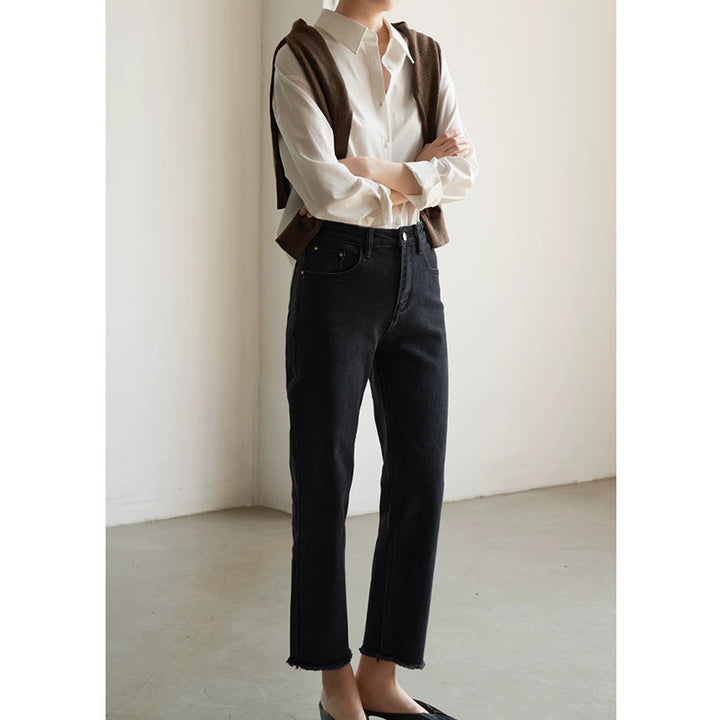 Dame elegant bluse med klassisk krave og løs pasform Stilla