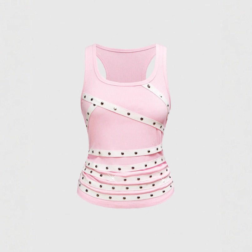 Damer Sporty top med stilfulde nittedetaljer Skovae