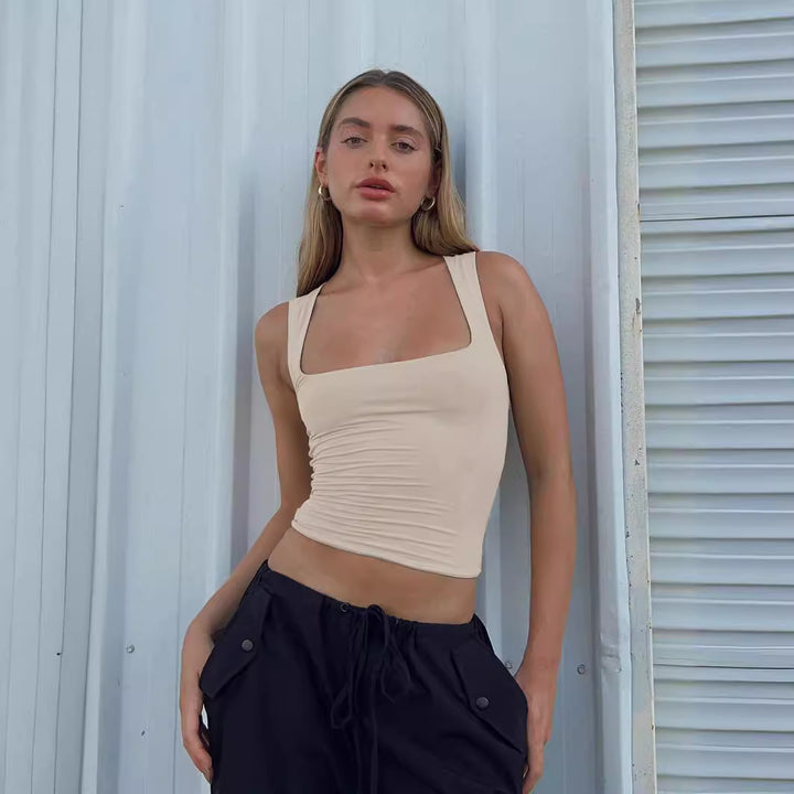 Dame sporty crop-top med elastisk materiale Stilla