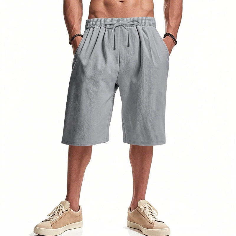 Herre nan afslappede bermudashorts i bomuldsblanding med elastisk livline snor og sidelommer Skovae