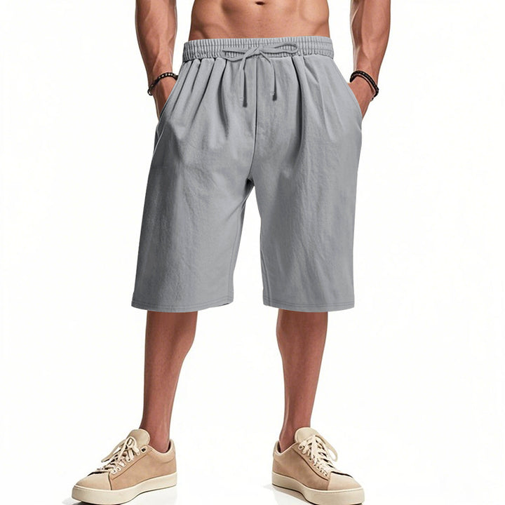 Herre nan afslappede bermudashorts i bomuldsblanding med elastisk livline snor og sidelommer Skovae