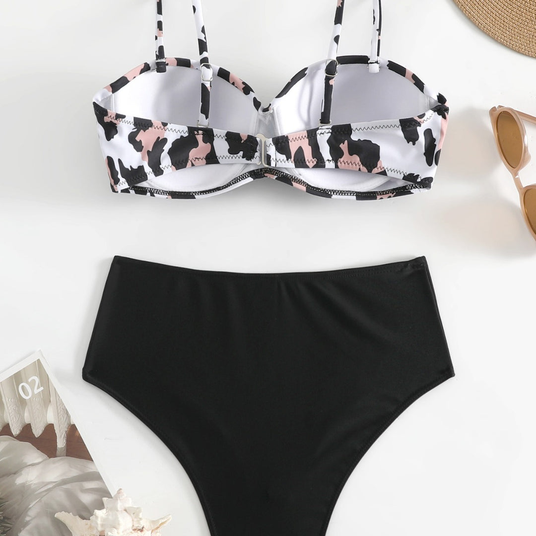 Dame stilfulde højtaljede dyremønster bikini sæt Stilla