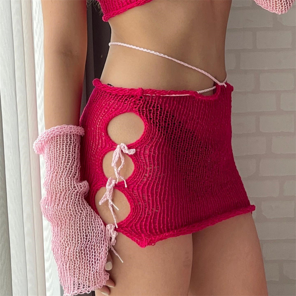 Dame Bandeau Kjole med Netoverdel og Lange Handsker Stilla