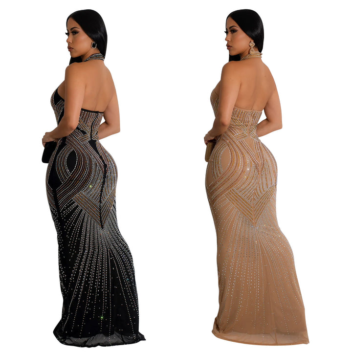 Dame Elegant Maxikjole med glitrende strass-applikationer og raffineret snit Stilla