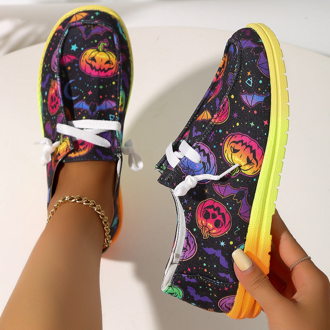 Dame fritids-sneakers med muntert Halloween-motiv og skridsikker sål Stilla