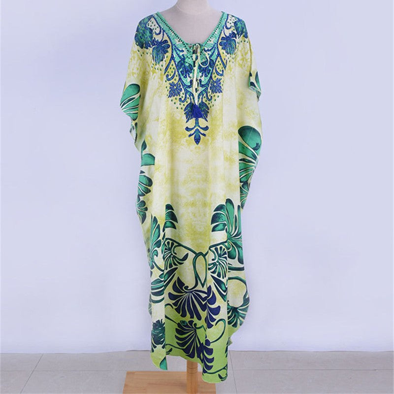 Dame Strandkaftan med håndlavet design Stilla