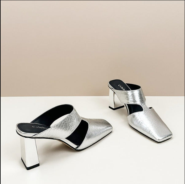 Femme Chunky Blockhæls Riemchen Mules med justerbare remme Stilla