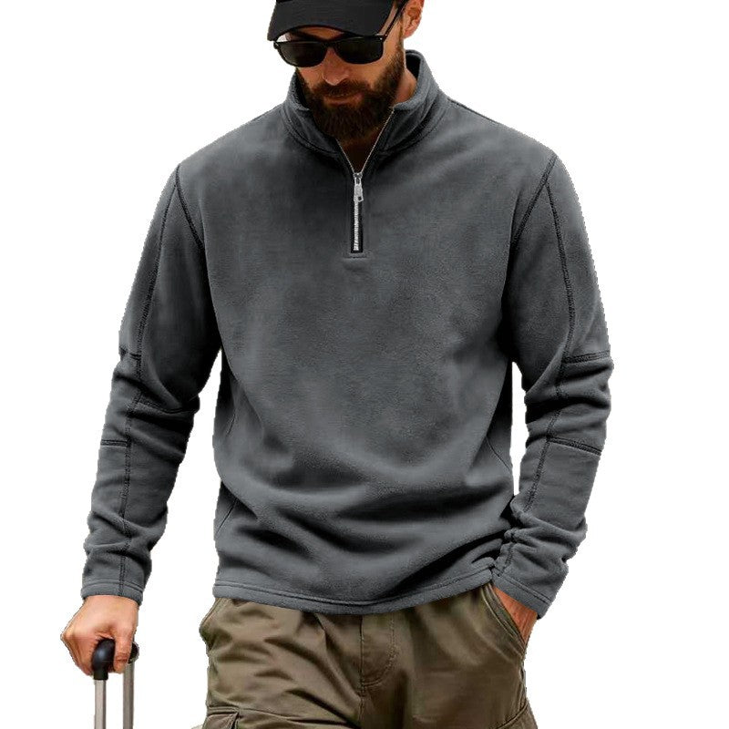 Herrer nan let fleece-pullover med halvmellem lynlås og ståkrave Skovae